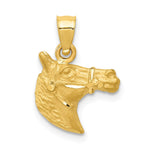 14K Satin Diamond-cut Horse Head Pendant