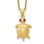 14k Turtle with Ruby Eyes Necklace