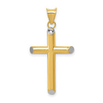 14k w/Rhodium 3-D Hollow Cross Pendant