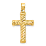 14k Reversible Diamond-cut Textured Cross Pendant