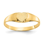 14k Satin 5.0x Closed Back Size 3 Heart Signet Ring