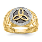 14k and White Rhodium Onyx Diamond Trinity Knot Ring