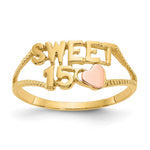 14K Two-tone Quinceanera SWEET 15 Heart Ring