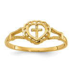 14K Diamond-Cut Cross in Heart Size 4 Ring