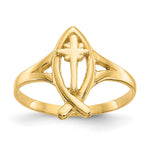 14k Ichthus with Cross Ring