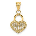 14K Polished Filigree Heart Lock Charm