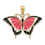 14K Pink Enameled Butterfly Pendant