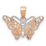 14k Rose Gold with White Rhodium Diamond-cut Butterfly Pendant