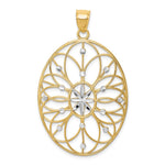 14Kw/ Rhodium Floral Medallion Pendant