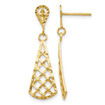 14K Diamond-Cut Inverted Fan Dangle Post Earrings