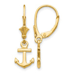 14K Mini Anchor Dangle Leverback Earrings