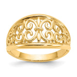 14K Fleur-De-Lis Tapered Filigree Ring
