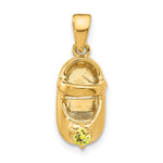 14k 3-D November/Yellow Synthetic Stone Engravable Baby Shoe Charm