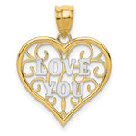 14k and White Rhodium Filigree Love You