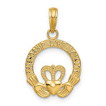 14k Flat-Backed FRIENDSHIP LOVE LOYALTY Claddagh Pendant