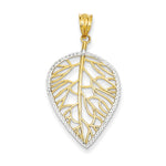 14k & Rhodium Leaf Pendant