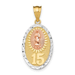 14K Two-tone w/White Rhodium Lady Guadalupe 15 Pendant