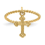 14k Cross Dangle Twisted Band Size 4 Ring