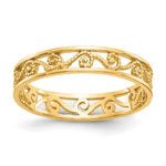 14K Polished and Textured Scroll Filigree Band