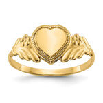 14k Polished 6.0x Closed Back Size 3 Heart Signet Ring