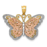 14k Two-tone with White Rhodium Cut-out 2-level Butterfly Pendant