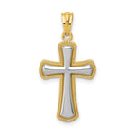 14k and White Rhodium Polished Cross Pendant