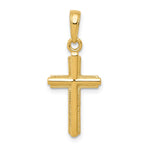 14K Polished Cross With Stripped Border Pendant