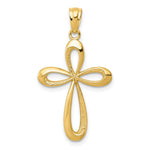 14k Gold Polished Ribbon Cross Pendant