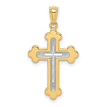 14k Two-tone Polished Budded Cross Pendant