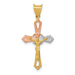 14K w/Rhodium Crucifix Cross Pendant