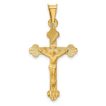14k Polished Satin and Diamond-cut Crucifix Pendant