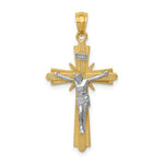 14k Two-tone Gold Polished Crucifix Pendant