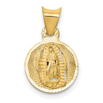 14K Polished Diamond-cut Semi-solid Our Lady Of Guadalupe Round Pendant