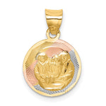 14K w/Rose and White Rhodium D/C Baptism Pendant