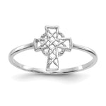 14k White Gold Polished Celtic Cross Ring