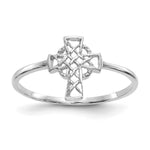 14k White Gold Polished Celtic Knot Cross Ring