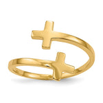 14k Polished Double Cross Bypass Ring