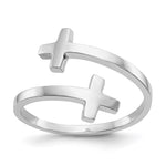 14k White Gold Polished Double Cross Bypass Ring