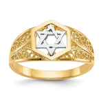 14k Two-Tone Polished Star of David Ring