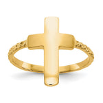 14k Polished and Textured Cross Ring