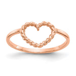 14k Rose Gold Polished Textured Heart Ring