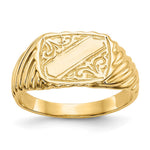 14K Polished 9.5x Open Back Size 2.5 Rectangular with Stripes Signet Ring