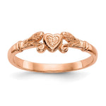 14K Rose Gold Textured Mini Heart Size 1 Ring