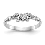 14K White Gold Textured Mini Heart Size 1 Ring