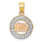 14k Two-tone with White Rhodium CZ Circle Pendant