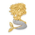 14k and White Rhodium Satin Diamond-cut Mermaid Omega Slide