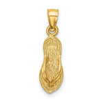14k 3-D Polished And Textured Flip Flop Pendant