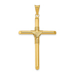 14K Polished with Center Wrap Tube Cross Pendant