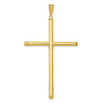 14k Extra Large Polished Tube Cross Pendant