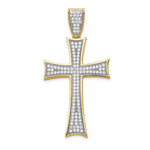 14k and White Rhodium Micro Pav CZ Large Cross Pendant